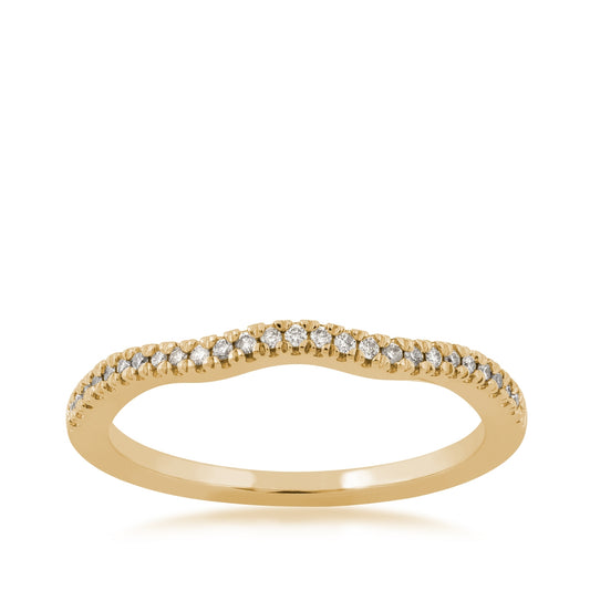 Perfect Match 1/10 ct. tw. Round Diamond Curved Stackable Anniversary Ring in 10K Yellow Gold