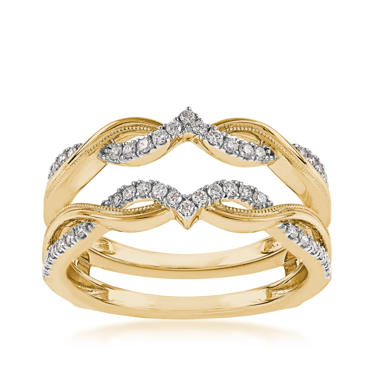 1/4 ct. tw. Diamond Milgrain Twist Wedding Ring Enhancer in 14K Yellow Gold