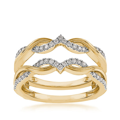 1/4 ct. tw. Diamond Milgrain Twist Wedding Ring Enhancer in 14K Yellow Gold
