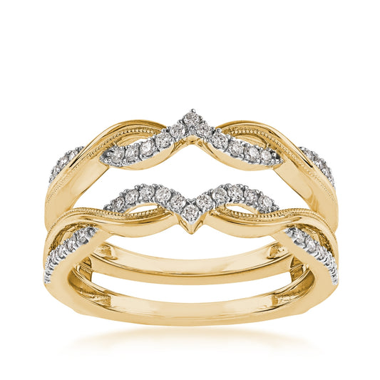 1/4 ct. tw. Diamond Milgrain Twist Wedding Ring Enhancer in 14K Yellow Gold