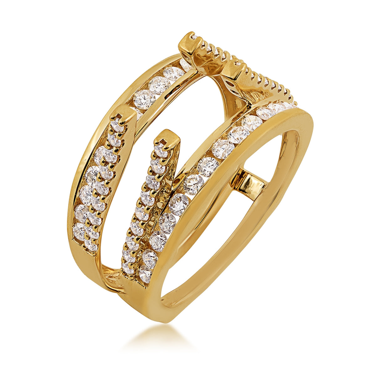 1 ct. tw. Diamond Open Channel Set & Prong Set Wedding Ring Enhancer in 14K Yellow Gold front view