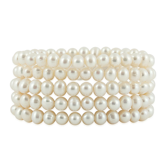 Cultured Freshwater Pearl 5-Row Stretch Bracelet