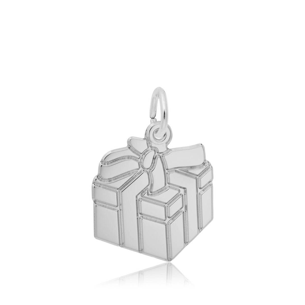 Gift Box Charm in Sterling Silver