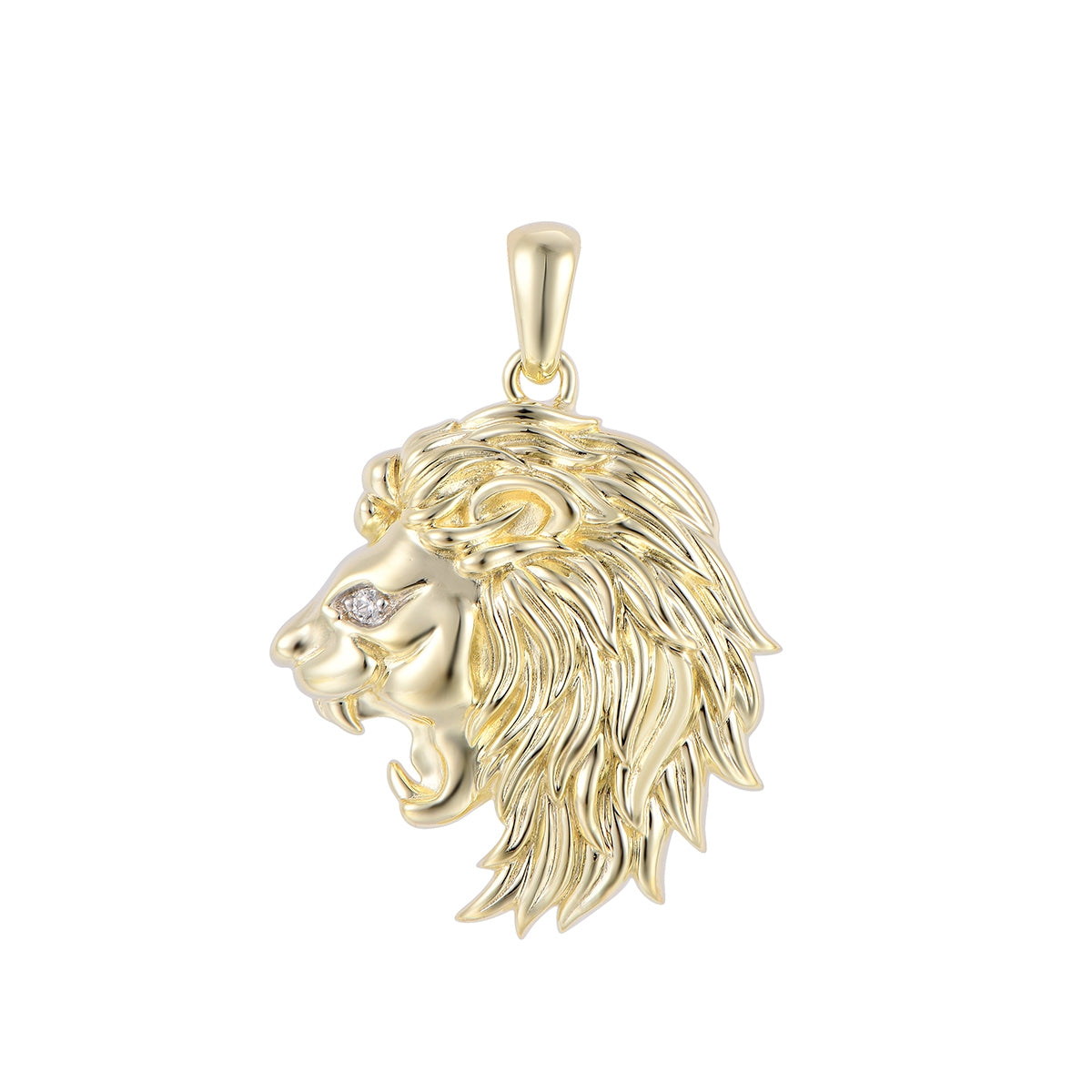 Diamond Accent Lion Head Pendant in 10K Yellow Gold