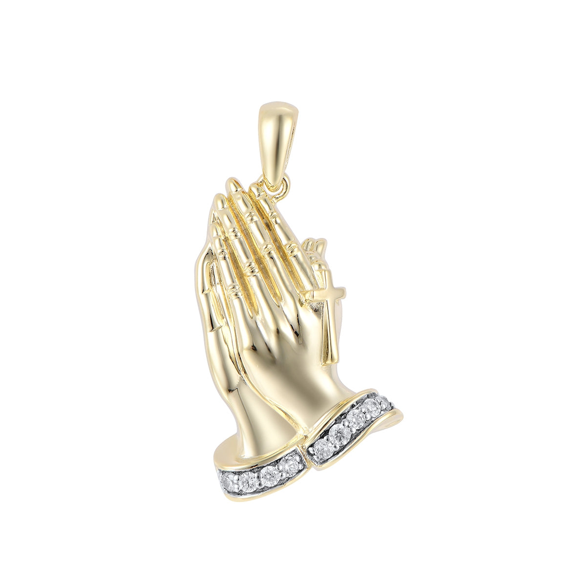 1/6 ct. tw. Diamond Praying Hands Pendant in 10K Yellow Gold