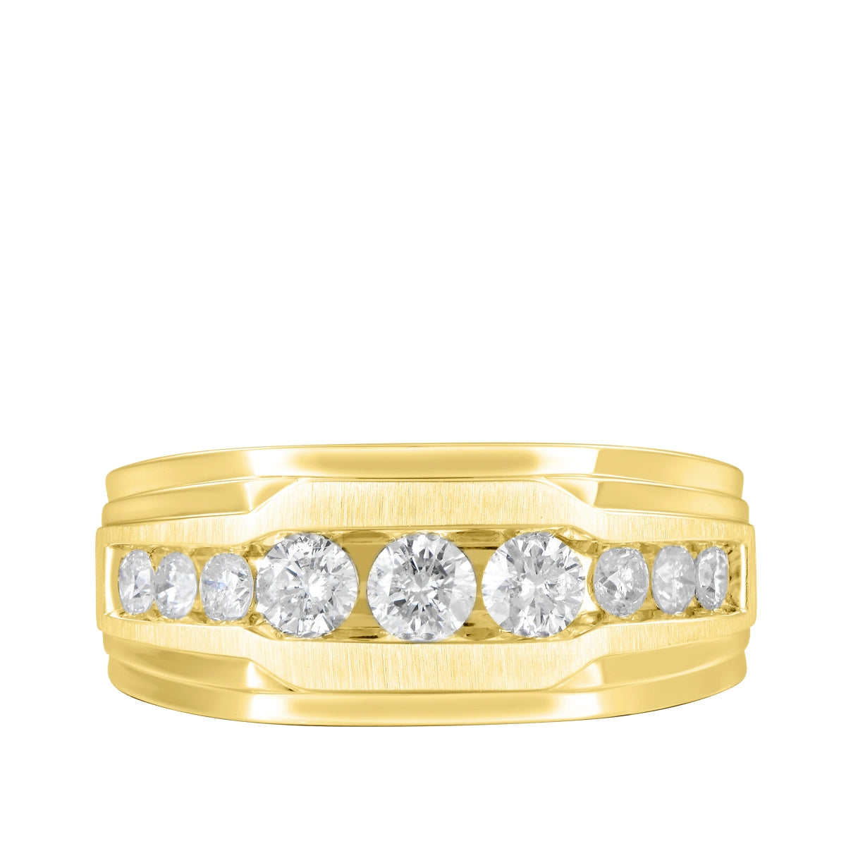 1 ct. tw. Men's Round Diamond Channel Set Wedding Ring in 10K Yellow Gold