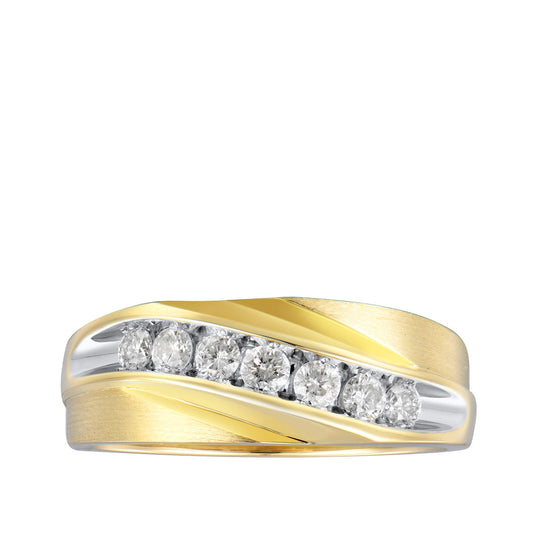 1/2 ct. tw. Men's 7-Stone Diamond Wedding Band in 10K Yellow Gold