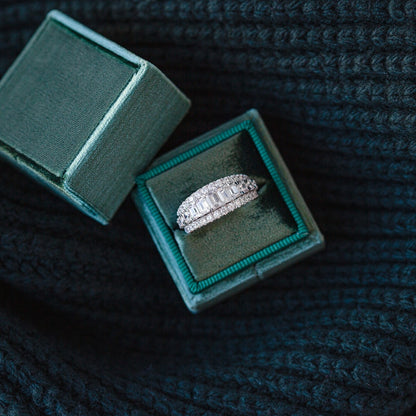 Adamante 2-1/2 ct. tw. Lab-Grown Emerald Cut & Round Brilliant Diamond Multirow Anniversary Ring in 14K White side profile