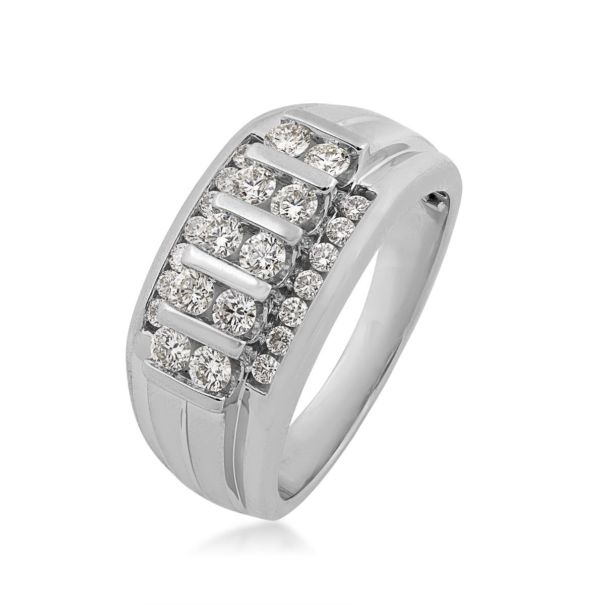Adamante 1 ct. tw. Men's Lab-Grown Diamond Multirow Ring in 10K White Gold front view
