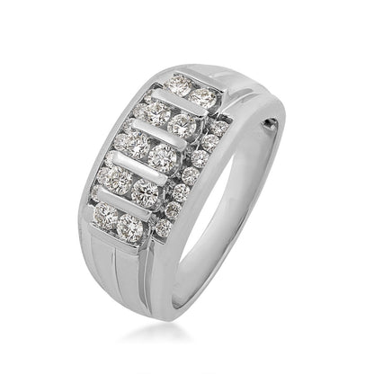 Adamante 1 ct. tw. Men's Lab-Grown Diamond Multirow Ring in 10K White Gold front view