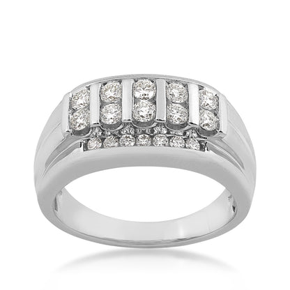 Adamante 1 ct. tw. Men's Lab-Grown Diamond Multirow Ring in 10K White Gold