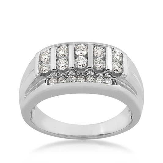 Adamante 1 ct. tw. Men's Lab-Grown Diamond Multirow Ring in 10K White Gold