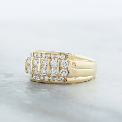 Adamante 1 ct. tw. Men's Lab-Grown Diamond Multirow Ring in 10K Yellow Gold side profile