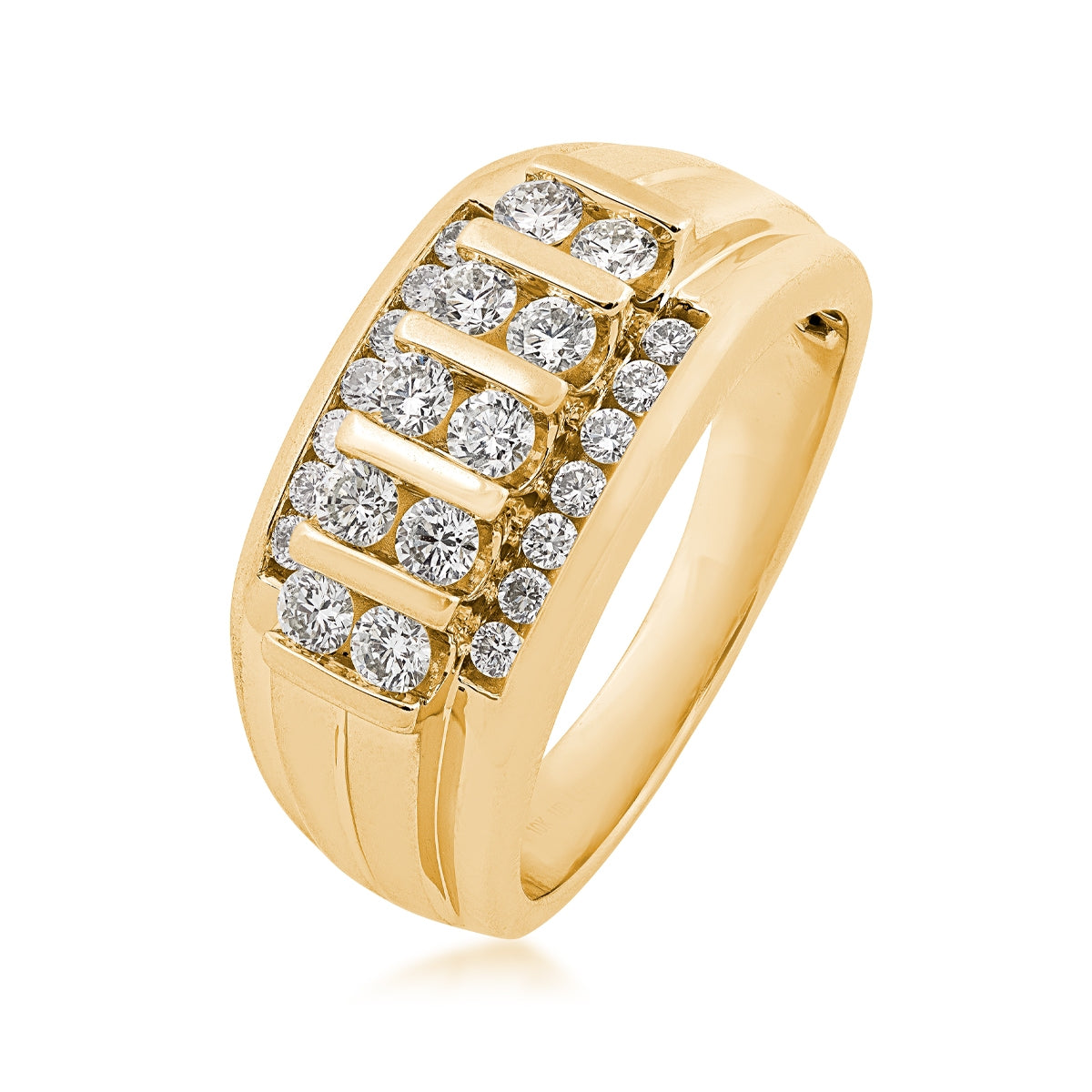 Adamante 1 ct. tw. Men's Lab-Grown Diamond Multirow Ring in 10K Yellow Gold front view