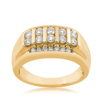 Adamante 1 ct. tw. Men's Lab-Grown Diamond Multirow Ring in 10K Yellow Gold