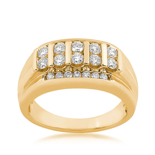Adamante 1 ct. tw. Men's Lab-Grown Diamond Multirow Ring in 10K Yellow Gold