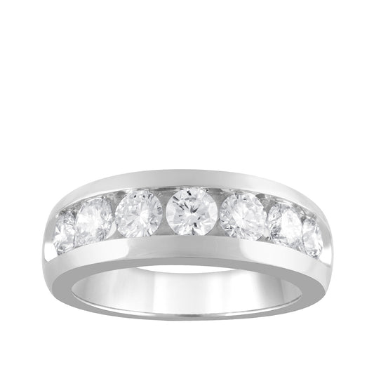 Adamante 2 ct. tw. Men's Lab-Grown Round Diamond Channel Set Ring in 10K White Gold