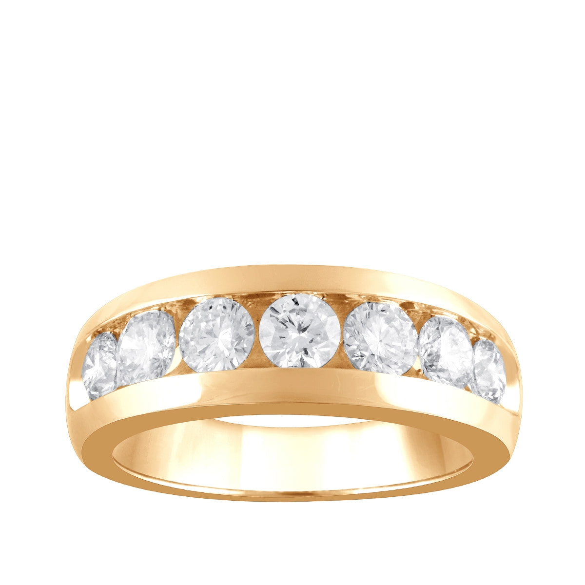 Adamante 2 ct. tw. Men's Lab-Grown Round Diamond Channel Set Ring in 10K Yellow Gold