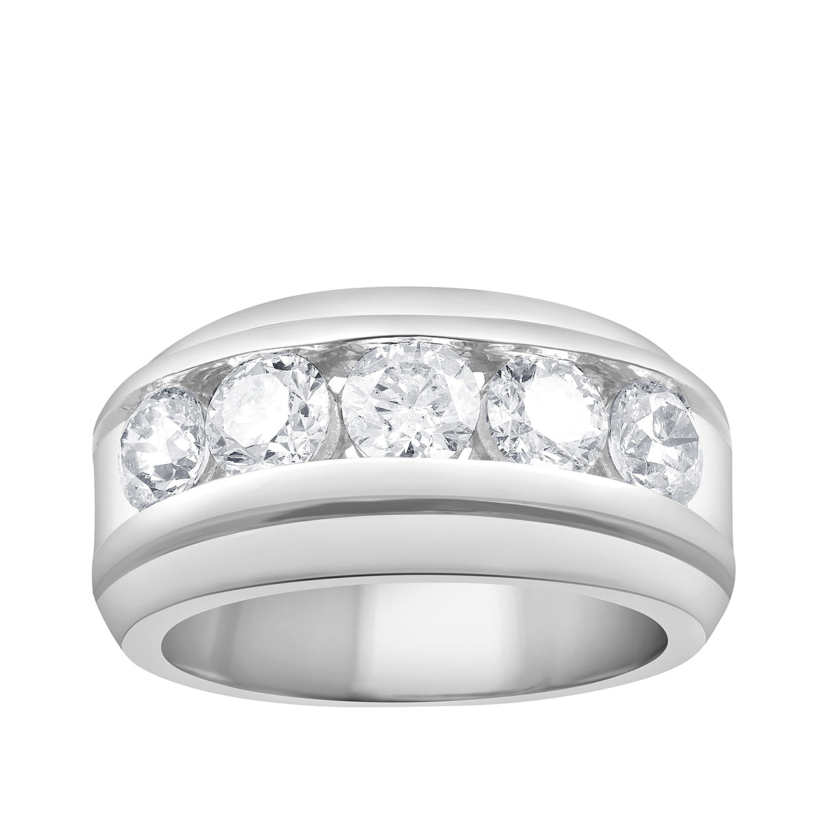 Adamante 2 ct. tw. Men's Lab-Grown Round Diamond Channel Set Ring in 10K White Gold (2)