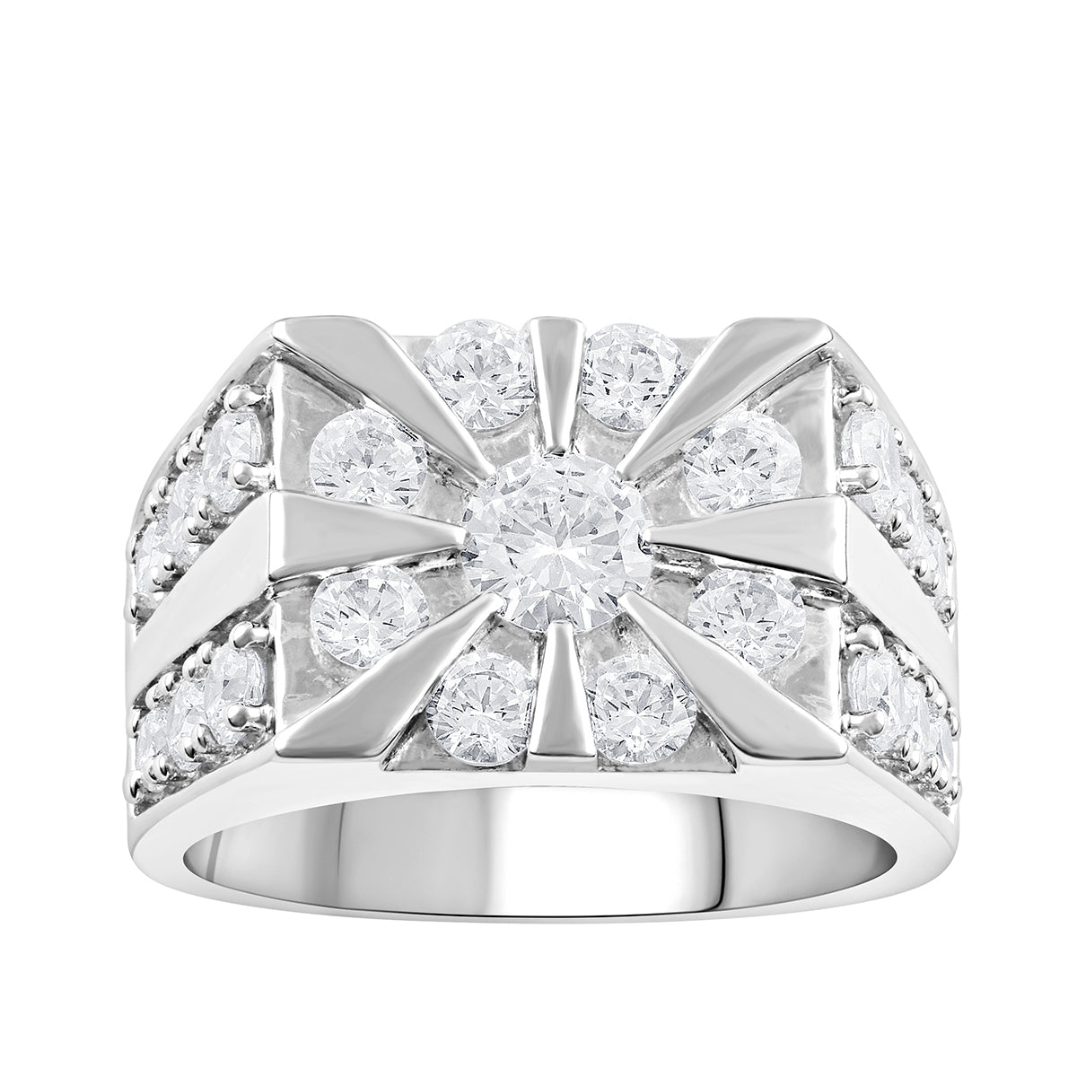 Adamante 3 ct. tw. Men's Lab-Grown Diamond Fashion Ring in 14K White Gold