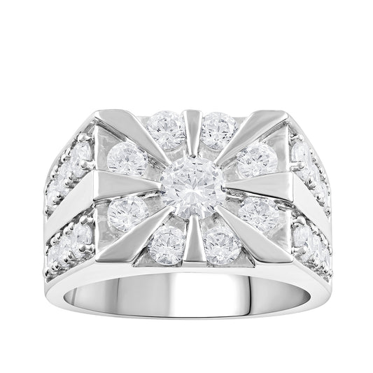 Adamante 3 ct. tw. Men's Lab-Grown Diamond Fashion Ring in 14K White Gold