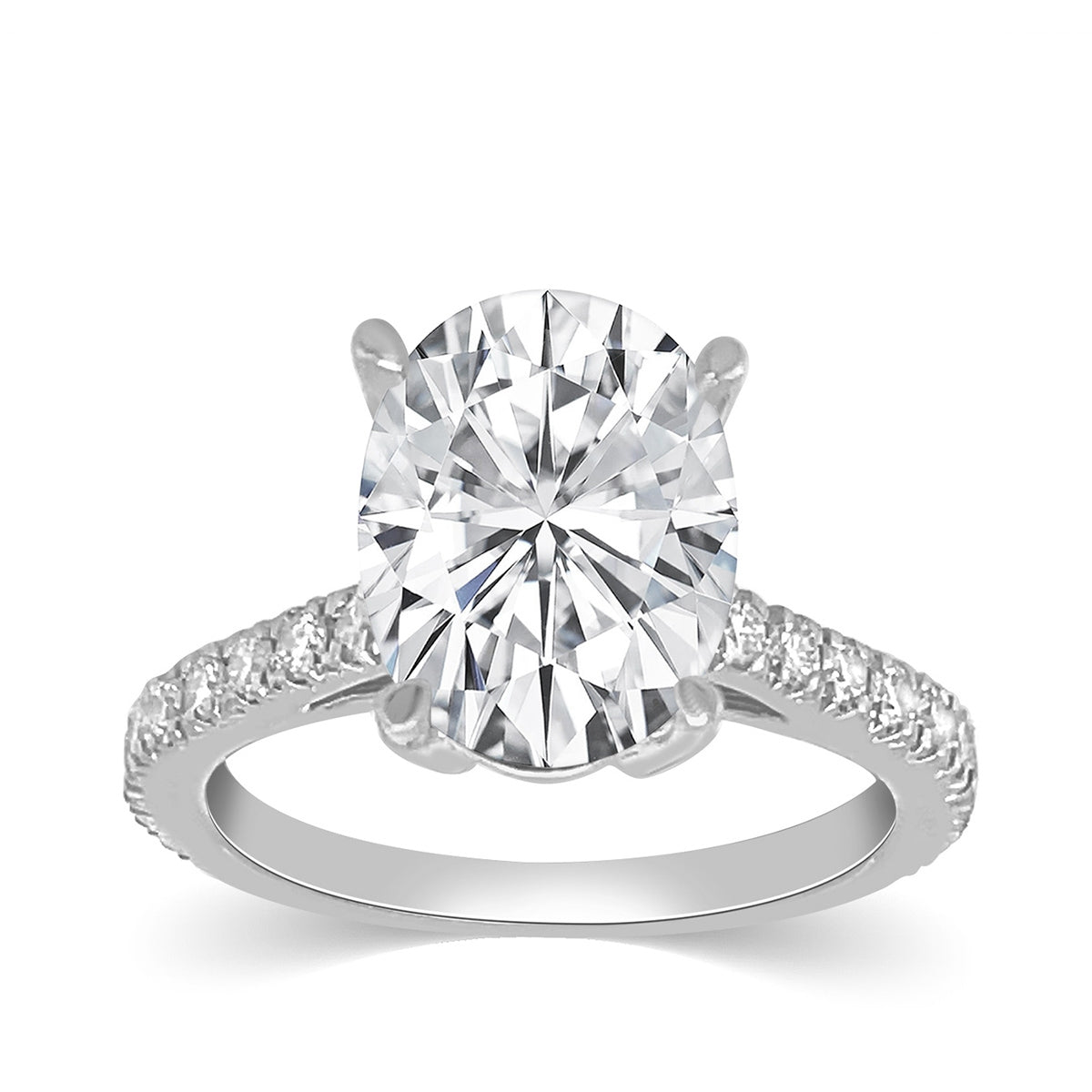 Adamante 3 ct. tw. Lab-Grown Oval Diamond Engagement Ring in 14K White Gold