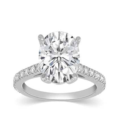 Adamante 3 ct. tw. Lab-Grown Oval Diamond Engagement Ring in 14K White Gold