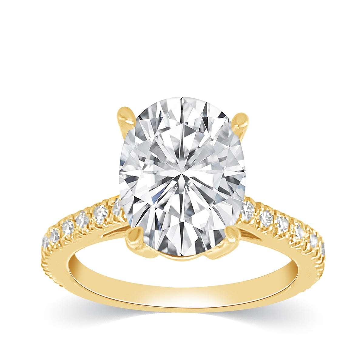 Adamante 3 ct. tw. Lab-Grown Oval Diamond Engagement Ring in 14K Yellow Gold