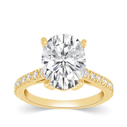 Adamante 3 ct. tw. Lab-Grown Oval Diamond Engagement Ring in 14K Yellow Gold