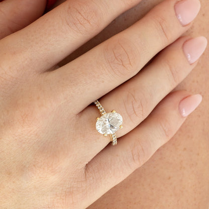 Adamante 3 ct. tw. Lab-Grown Oval Diamond Engagement Ring in 14K Yellow Gold front view