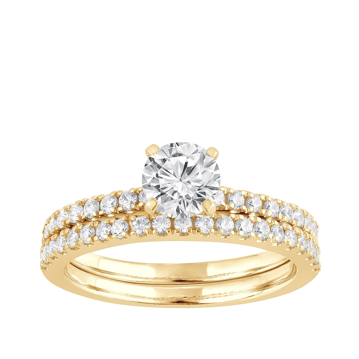 Adamante 1-1/4 ct. tw. Lab-Grown Round Diamond Wedding Set in 14K Yellow Gold