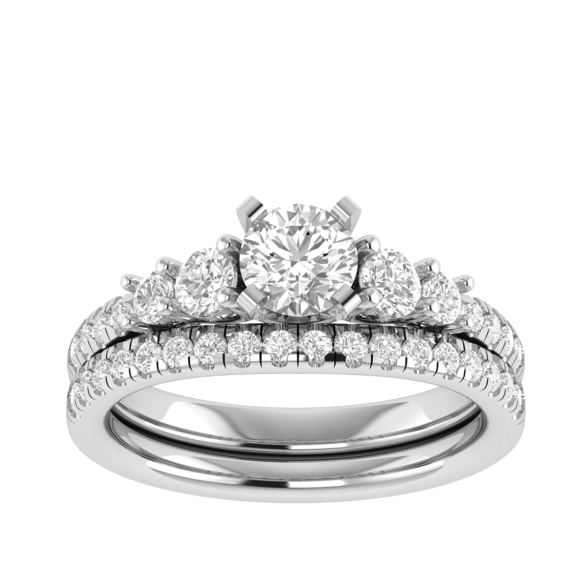 Adamante 1-1/2 ct. tw. Lab-Grown Round Brilliant Diamond Wedding Set in 14K White Gold