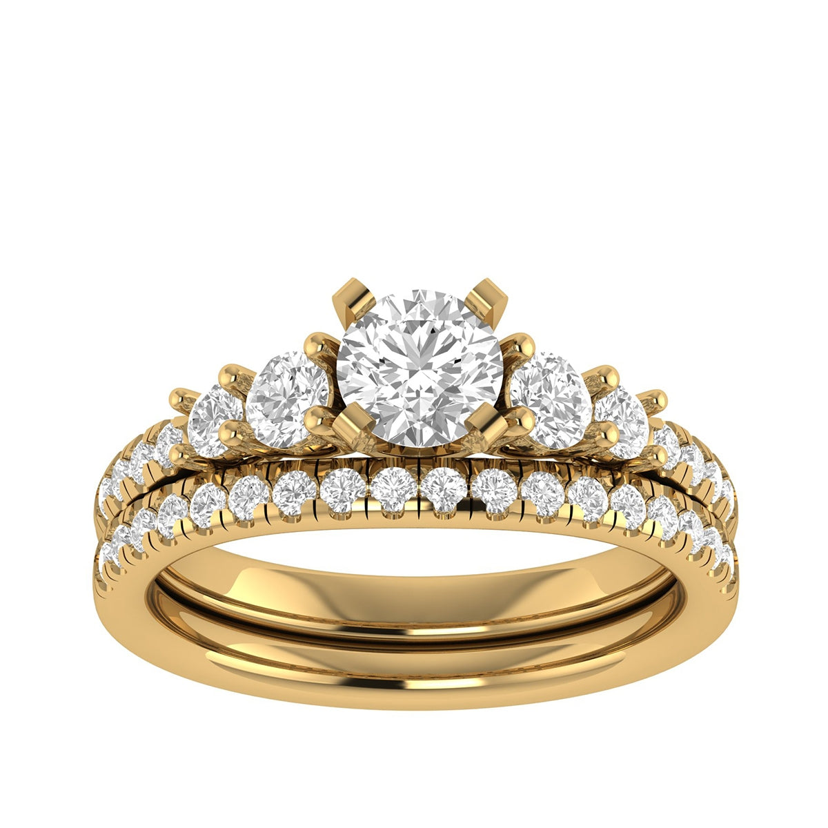 Adamante 1-1/2 ct. tw. Lab-Grown Round Brilliant Diamond Wedding Set in 14K Yellow Gold