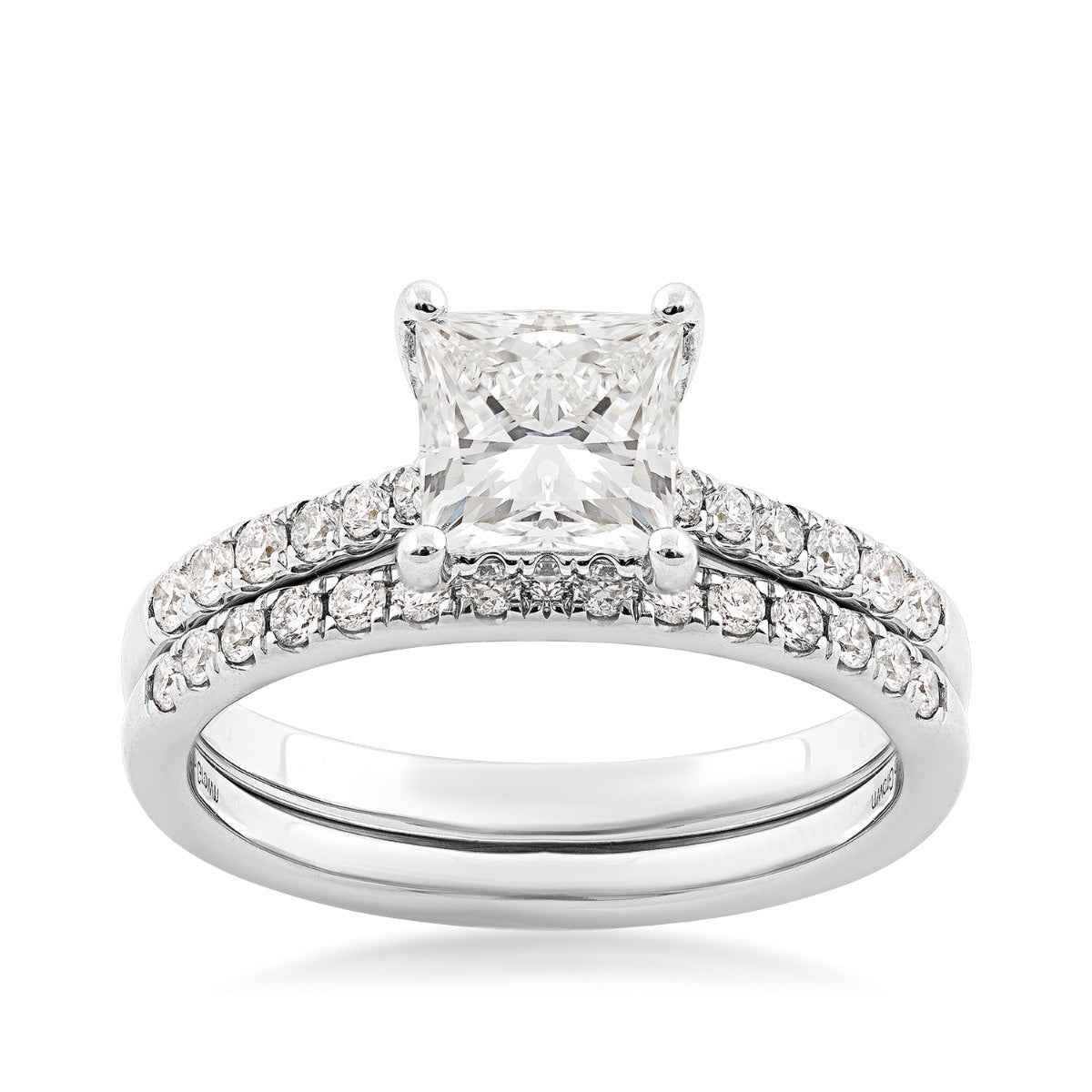 Adamante 2 ct. tw. Lab-Grown Princess Cut Diamond Wedding Set in 14K White Gold
