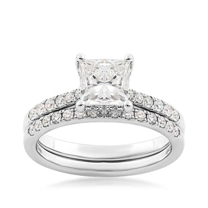Adamante 2 ct. tw. Lab-Grown Princess Cut Diamond Wedding Set in 14K White Gold