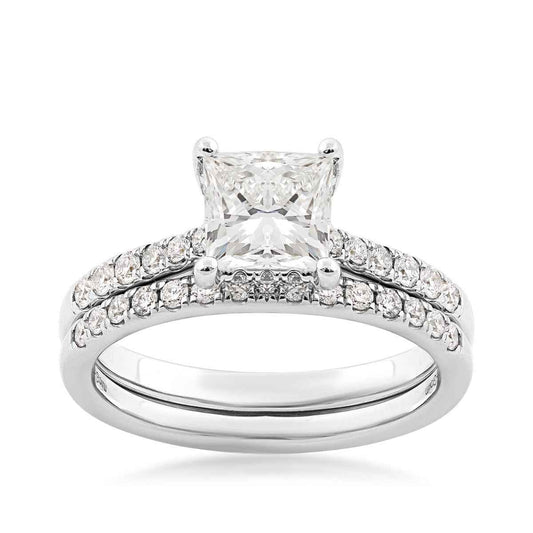 Adamante 2 ct. tw. Lab-Grown Princess Cut Diamond Wedding Set in 14K White Gold