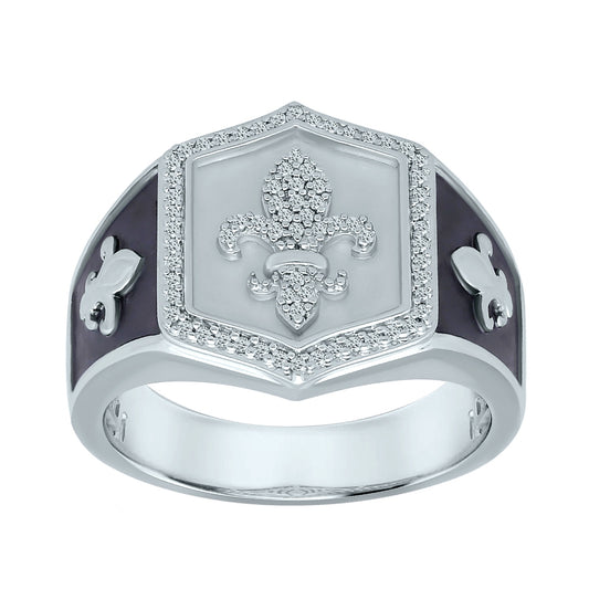 1/5 ct. tw. Diamond Fleur-De-Lis Ring in Sterling Silver