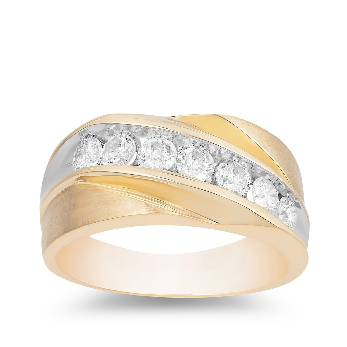 Men's 1ct. tw. Diamond Angled Channel Wedding Band in 10K Yellow Gold