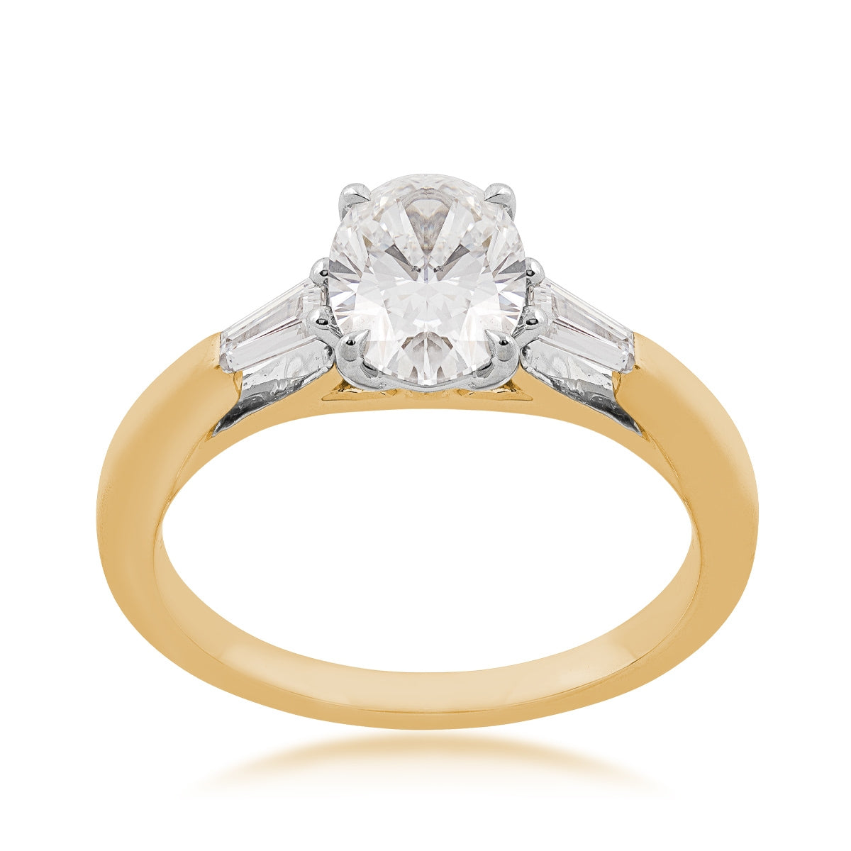 Adamante 1-3/4 ct. tw. Lab-Grown Oval & Baguette Diamond Engagement Ring in 14K Yellow Gold