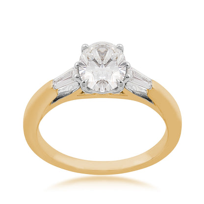 Adamante 1-3/4 ct. tw. Lab-Grown Oval & Baguette Diamond Engagement Ring in 14K Yellow Gold