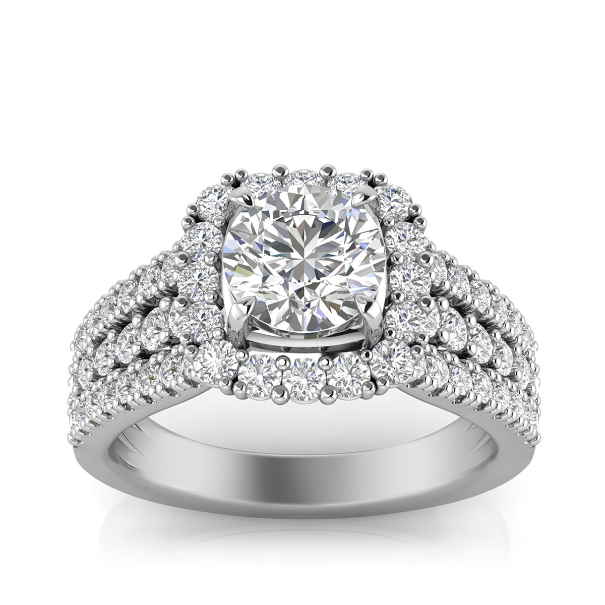 Adamante 2 ct. tw. Lab-Grown Round Brilliant Diamond Halo Engagement Ring in 14K White Gold