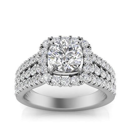 Adamante 2 ct. tw. Lab-Grown Round Brilliant Diamond Halo Engagement Ring in 14K White Gold