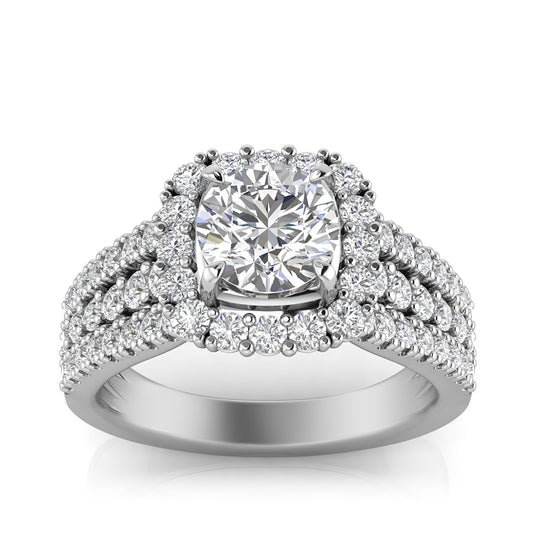 Adamante 2 ct. tw. Lab-Grown Round Brilliant Diamond Halo Engagement Ring in 14K White Gold