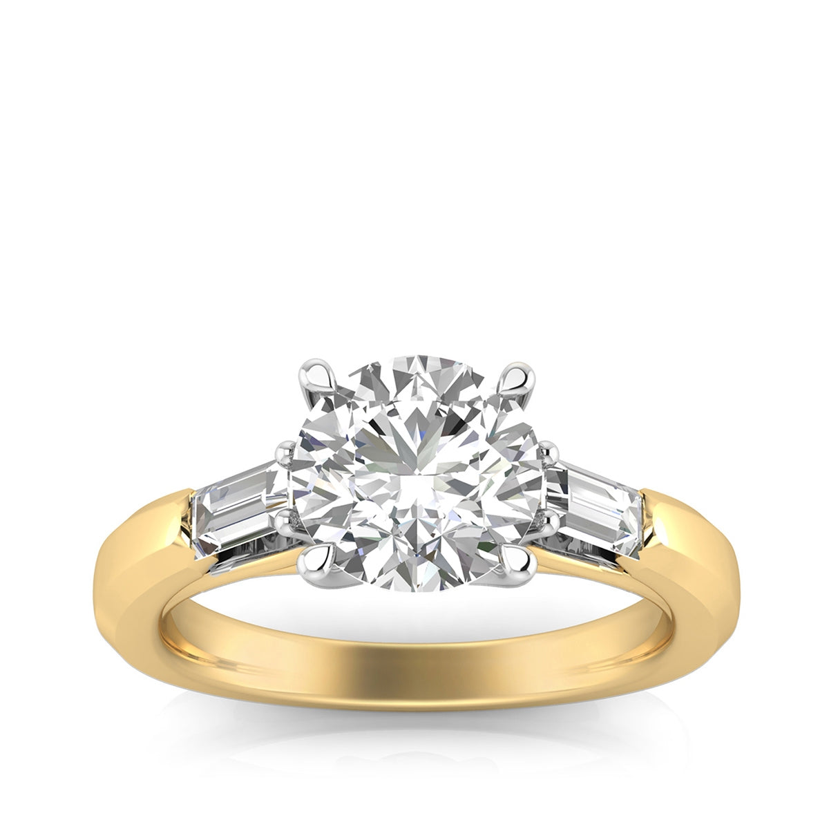 Adamante 1-3/4 ct. tw. Lab-Grown Round & Baguette Diamond Engagement Ring in 14K Yellow Gold