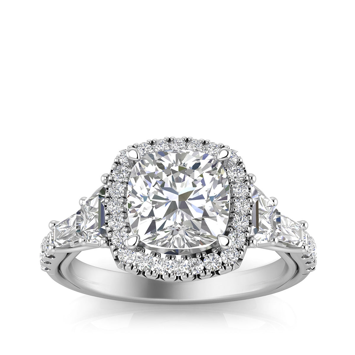 Adamante 3 ct. tw. Lab-Grown Cushion Diamond Halo Engagement Ring in 14K White Gold