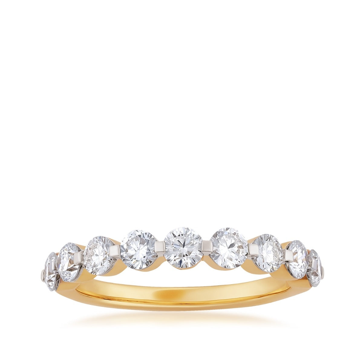 Adamante 1 ct. tw. Lab-Grown 9-Stone Diamond Shared Prong Anniversary Ring in 14K Yellow Gold front view
