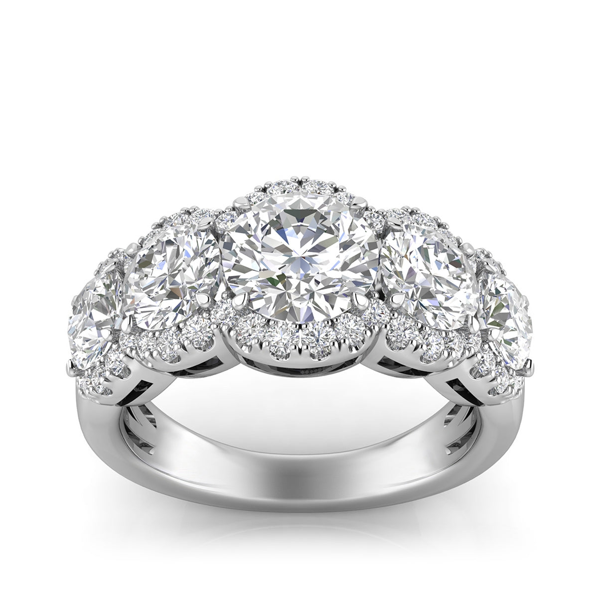 Adamante 3 ct. tw. Lab-Grown 5-Stone Diamond Halo Anniversary Ring in 14K White Gold