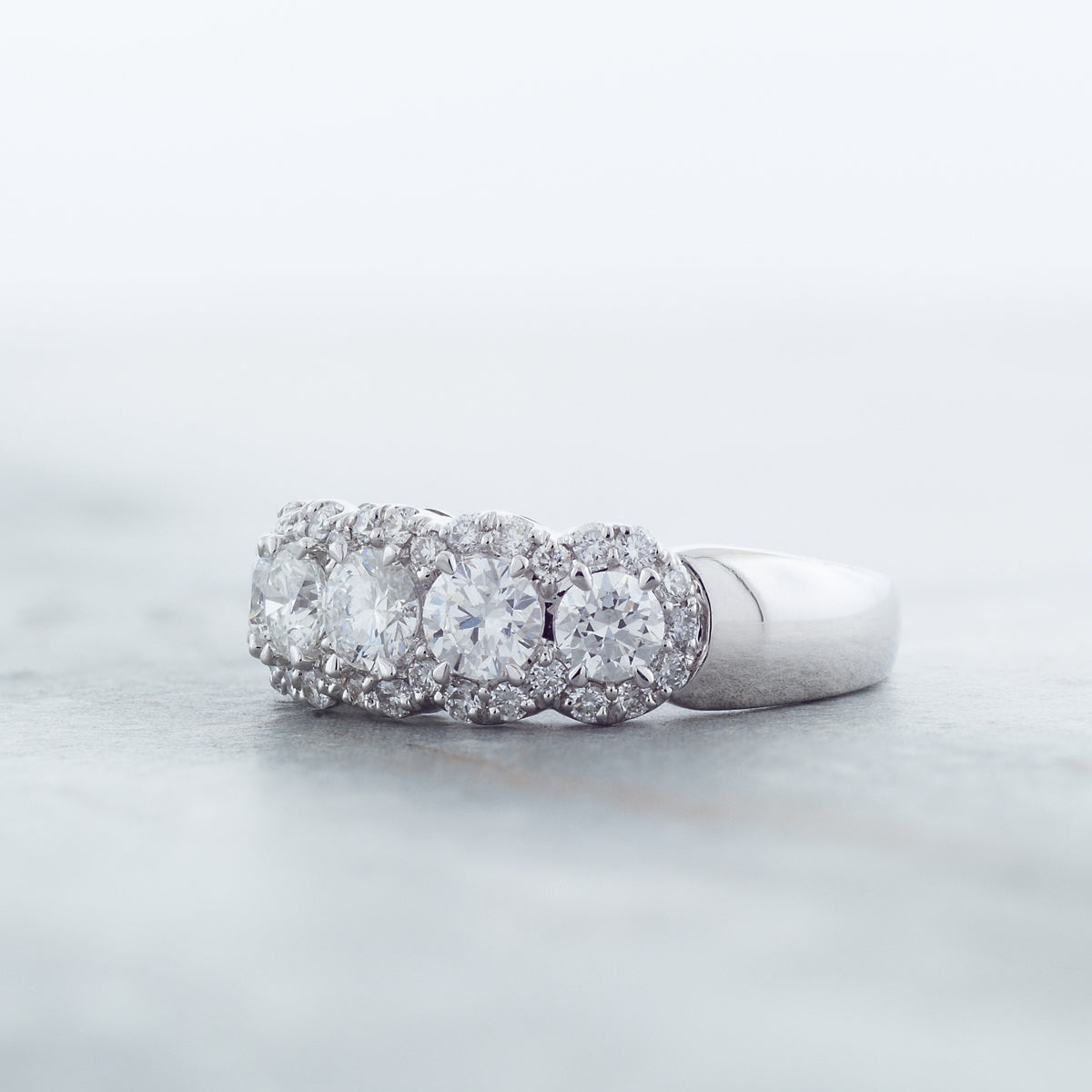 Adamante 1-1/2 ct. tw. Lab-Grown 5-Stone Diamond Halo Anniversary Ring in 14K White Gold full view