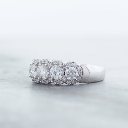 Adamante 1-1/2 ct. tw. Lab-Grown 5-Stone Diamond Halo Anniversary Ring in 14K White Gold full view