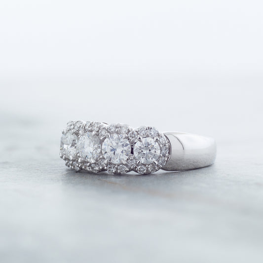 Adamante 1-1/2 ct. tw. Lab-Grown 5-Stone Diamond Halo Anniversary Ring in 14K White Gold full view